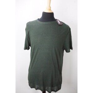 Isaia Napoli 100% Linen Dark Green Short Sleeve T Shirt Sz S Brand New
